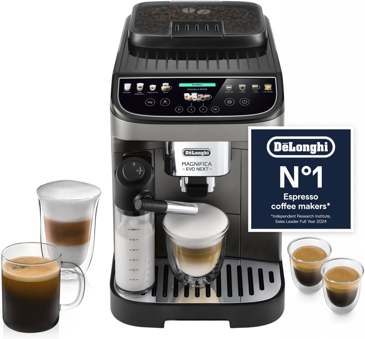 De'Longhi Magnifica Evo Next - Automatic Coffee Machine 13 Drinks Titanium