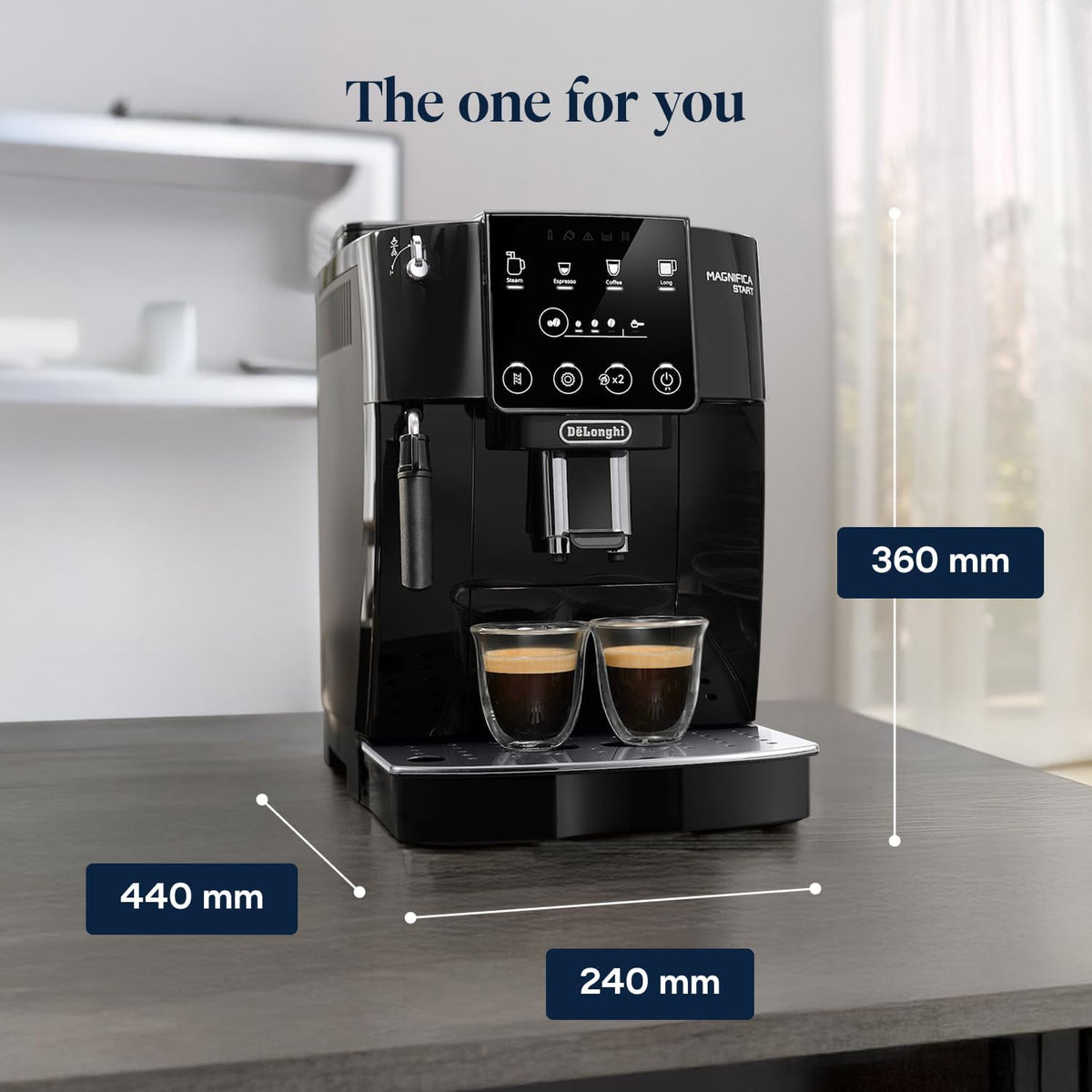De'Longhi Magnifica ECAM222.20.B, Automatic Coffee Machine with Milk Nozzle, Bean to Cup Espresso Machine with 4 One-Touch Recipes, Soft-Touch Control Panel, 1450W, Black