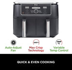 Ninja Foodi MAX Dual Zone 9.5L Air Fryer, 2 Drawers, Black AF400UK