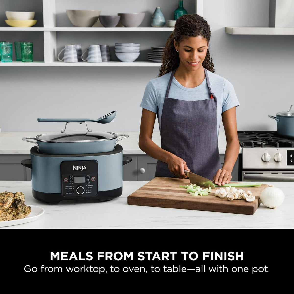 Ninja Foodi PossibleCooker, 8-in-1 8L Slow Cooker, Sea Salt Grey MC1001UK