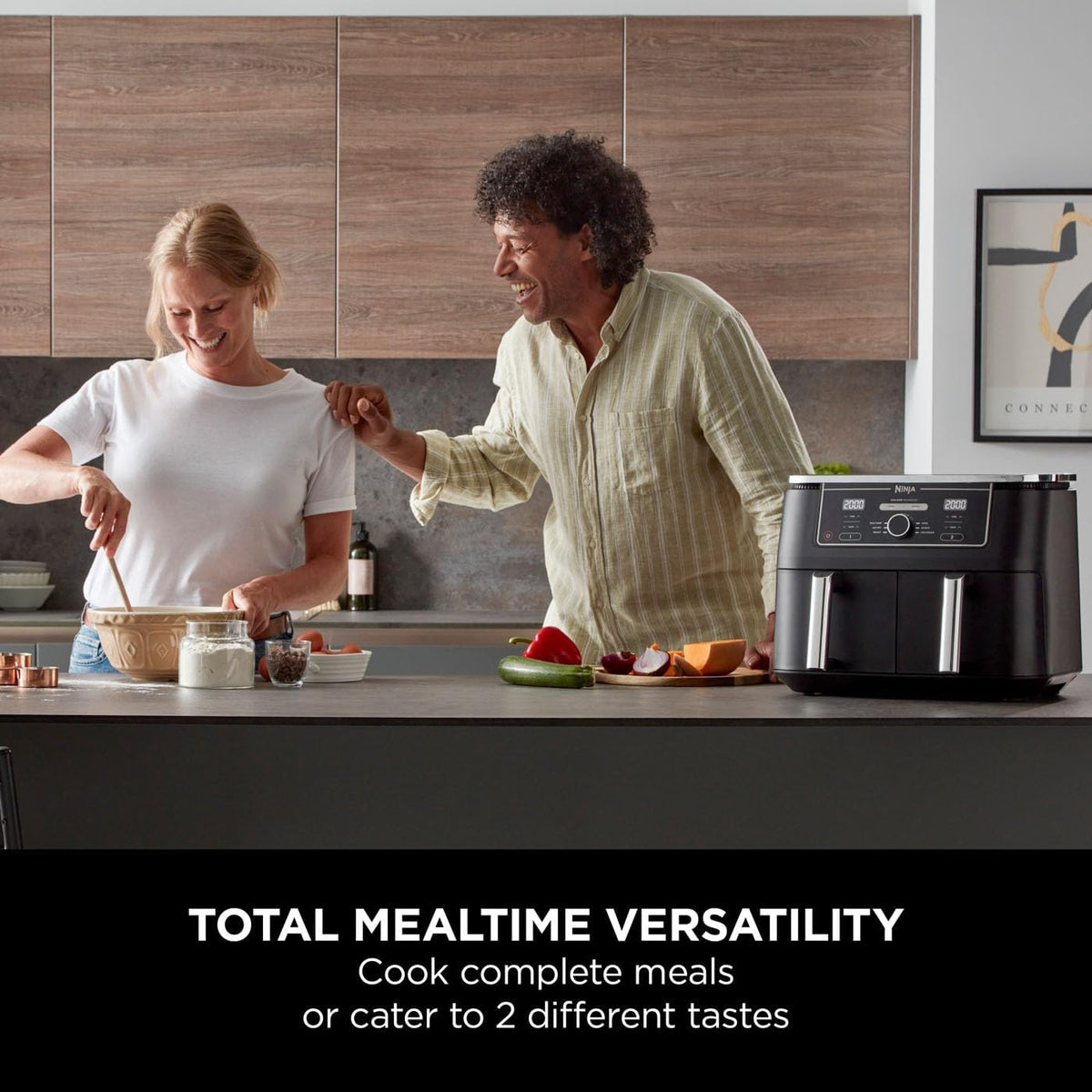 Ninja Foodi MAX Dual Zone 9.5L Air Fryer, 2 Drawers, Black AF400UK