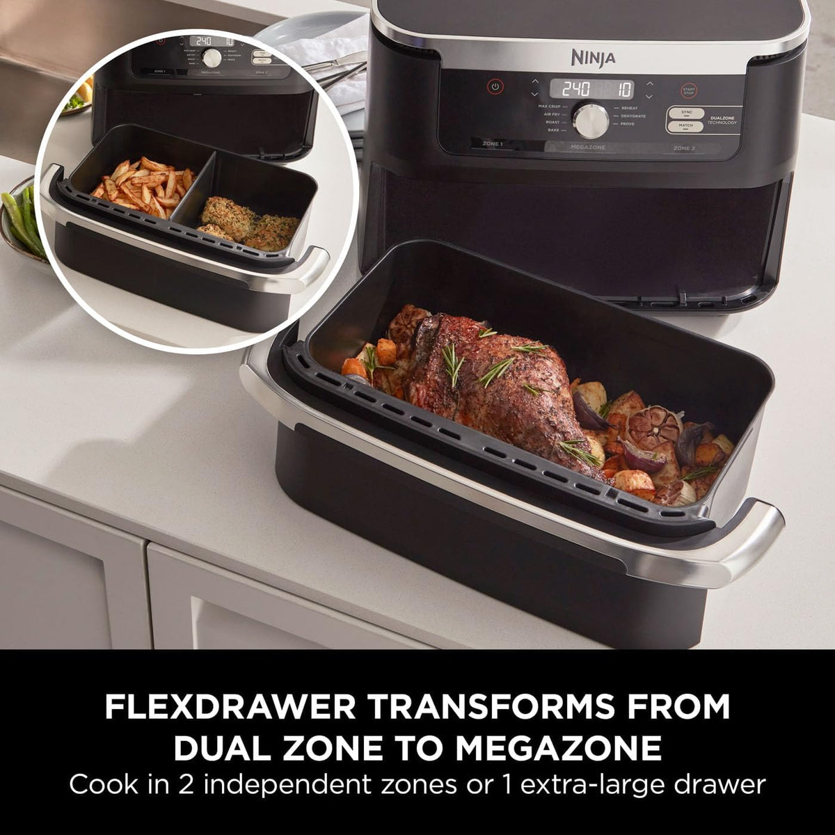 Ninja Foodi FlexDrawer 7-in-1 Air Fryer, Dual Zone, Black AF500UK