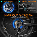 Electric Mountain Bike for Adults, 48V 18.2Ah Removable Battery, 250W Motor E-Bike, 7-Speed Fat Tire Bicycle - image 6