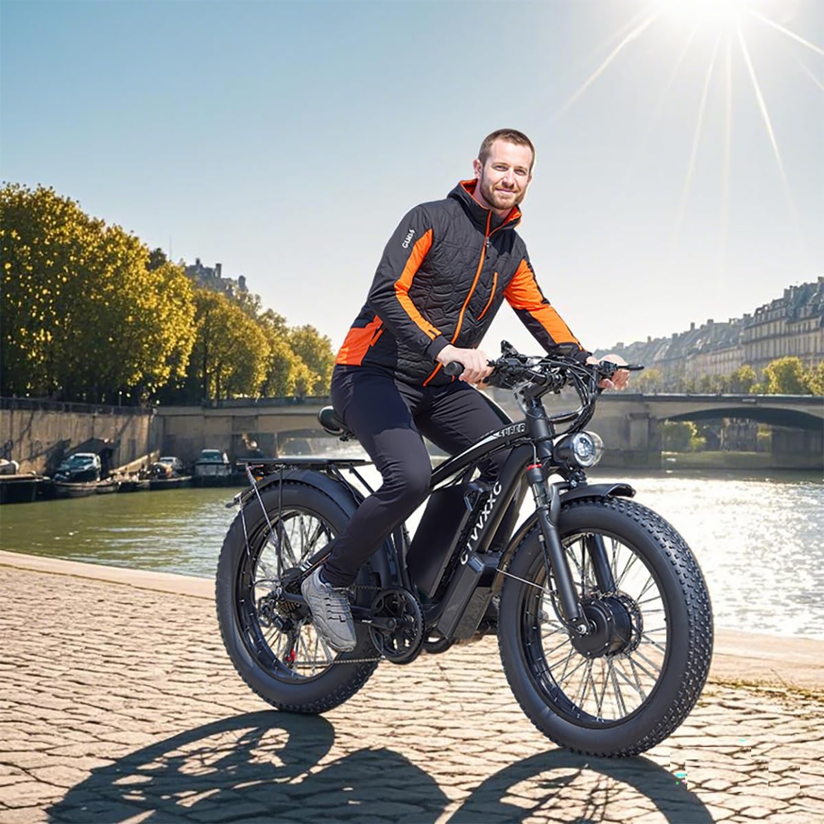 Electric Bicycle with Dual Motor Assist, Removable 52V Battery, 7-Speed Gears, 24-Inch Fat Tires - image 7
