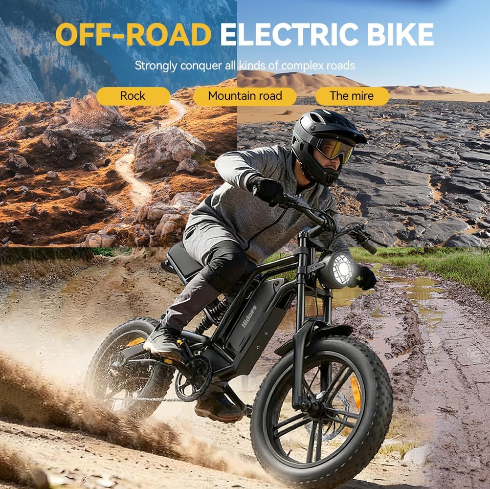 20" Fat Tire Electric Bike for Adults, 48V 15.6Ah Removable Battery, 80KM Range, 7-Speed E-Bike with Dual Suspension - image 5