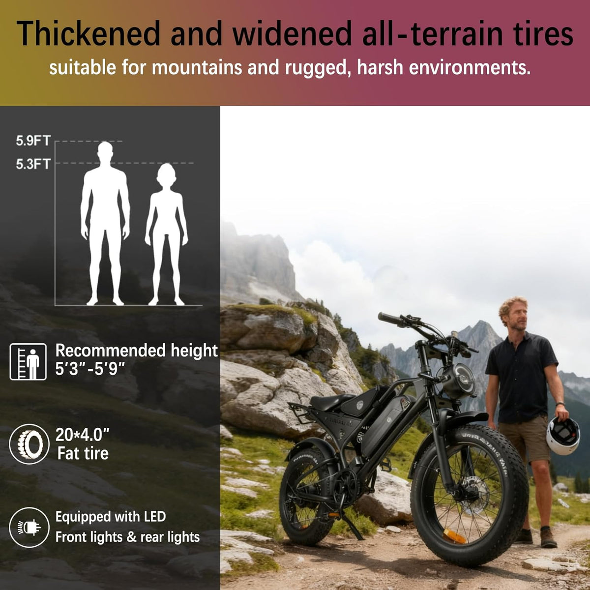 Electric Mountain Bike for Adults, 48V 18.2Ah Removable Battery, 250W Motor E-Bike, 7-Speed Fat Tire Bicycle - image 7