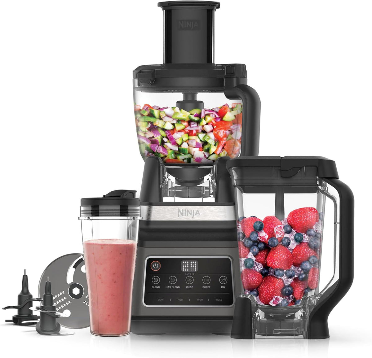Ninja 3-in-1 Food Processor & Blender with Auto-iQ, Black BN800UK
