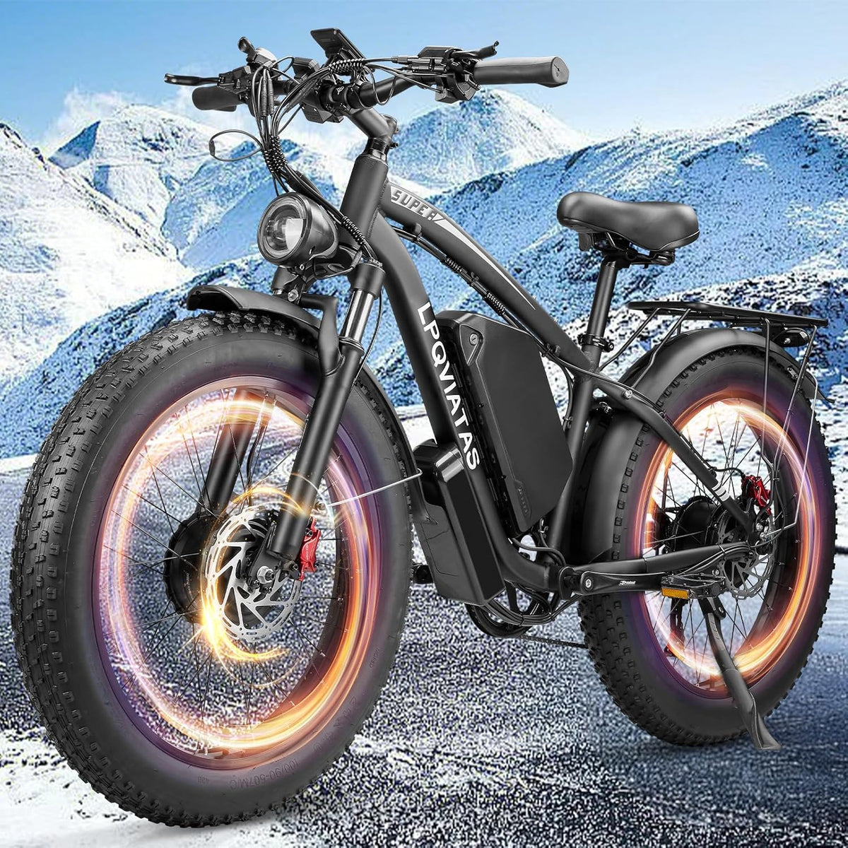Electric Bicycle with Dual Motor Assist, Removable 52V Battery, 7-Speed Gears, 24-Inch Fat Tires - image 1