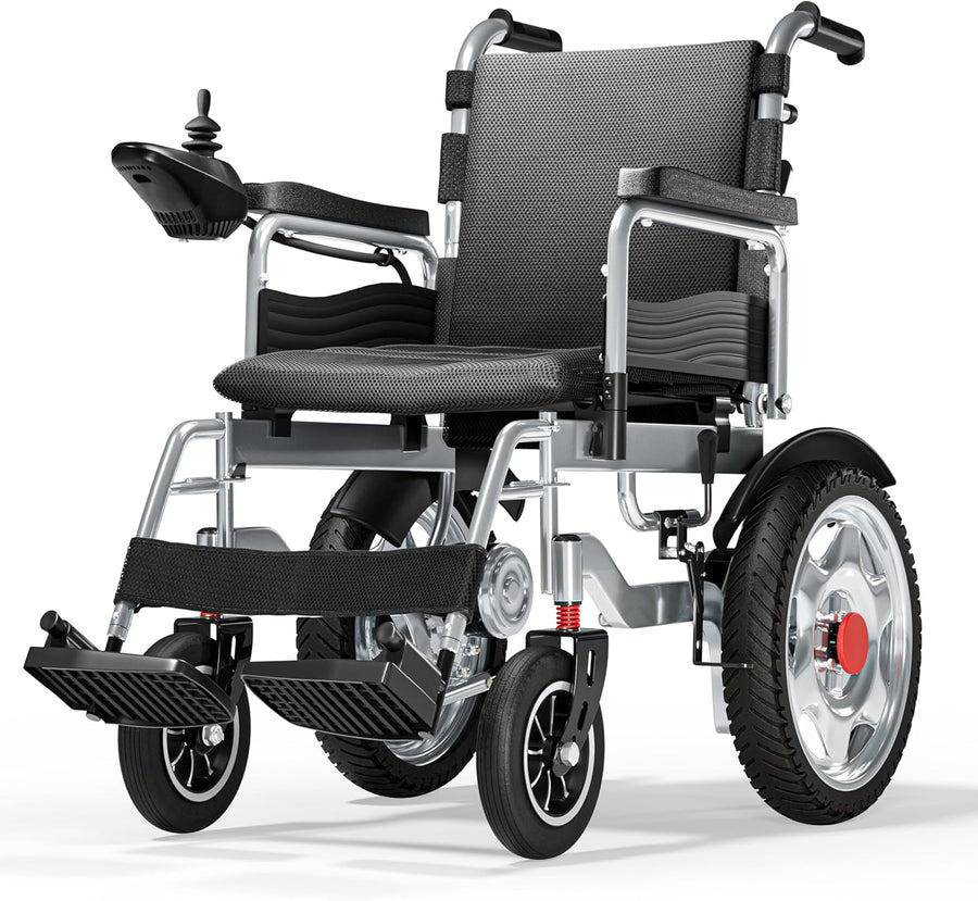 Lightweight Foldable Electric Wheelchair for Adults, 25+ Mile Travel Range, Portable Power Chair, Durable Alloy Frame