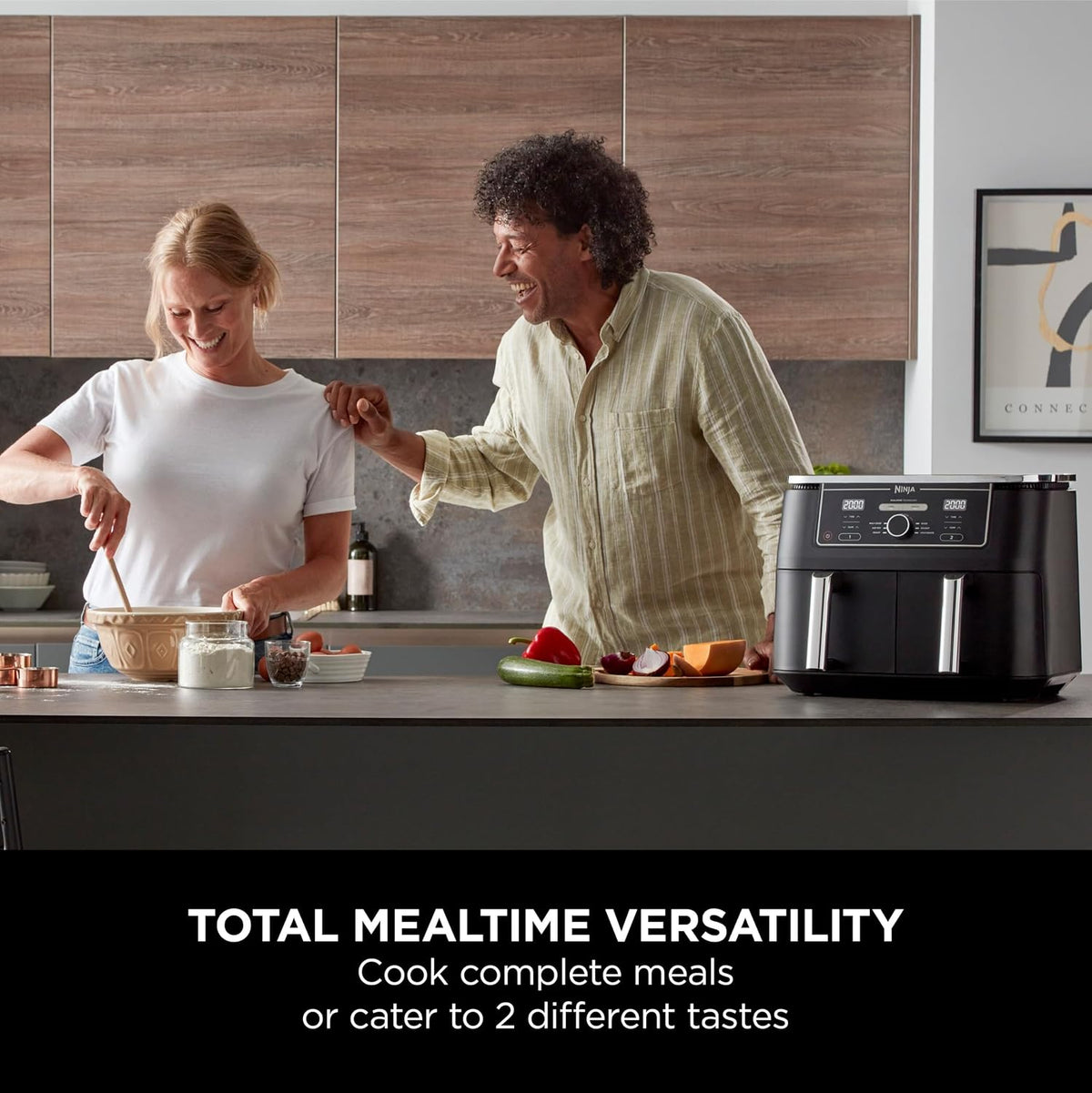 Ninja Foodi MAX Dual Zone 9.5L Air Fryer, 2 Drawers, Black AF400UK