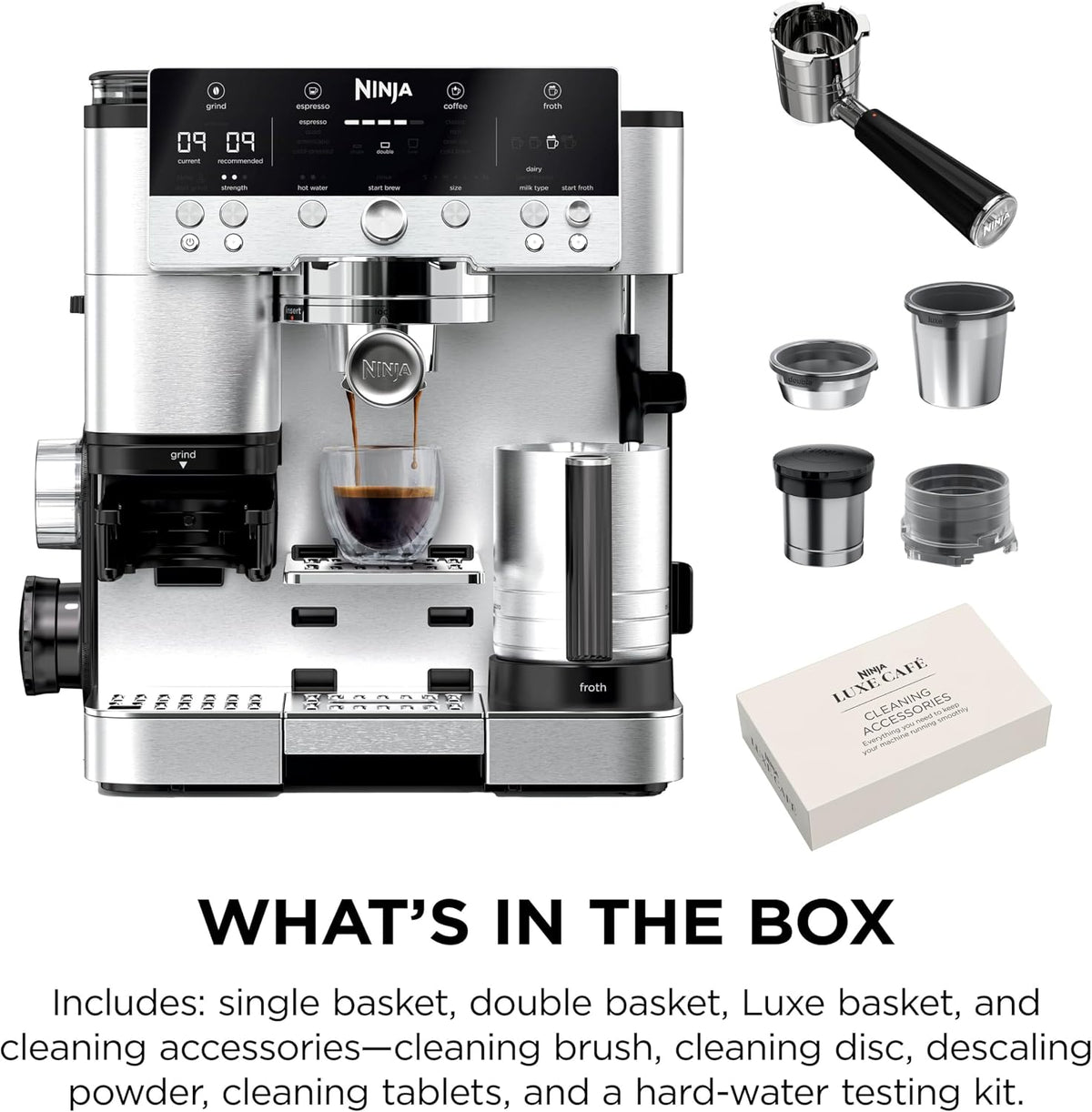 Ninja Luxe Premier 3-in-1 Coffee Machine, Silver ES601UK