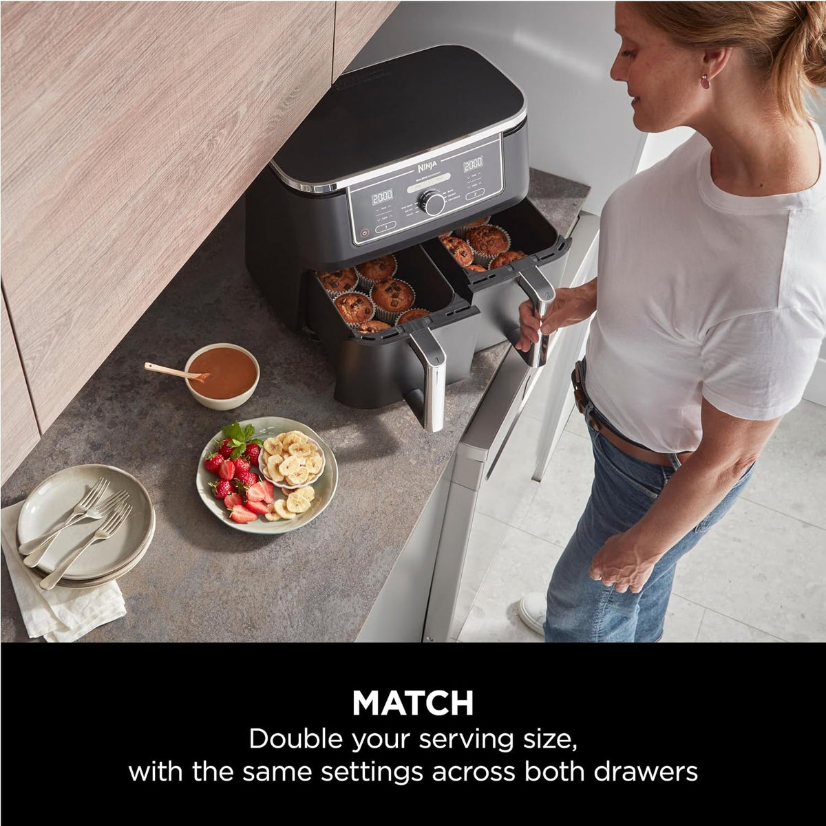 Ninja Foodi MAX Dual Zone 9.5L Air Fryer, 2 Drawers, Black AF400UK