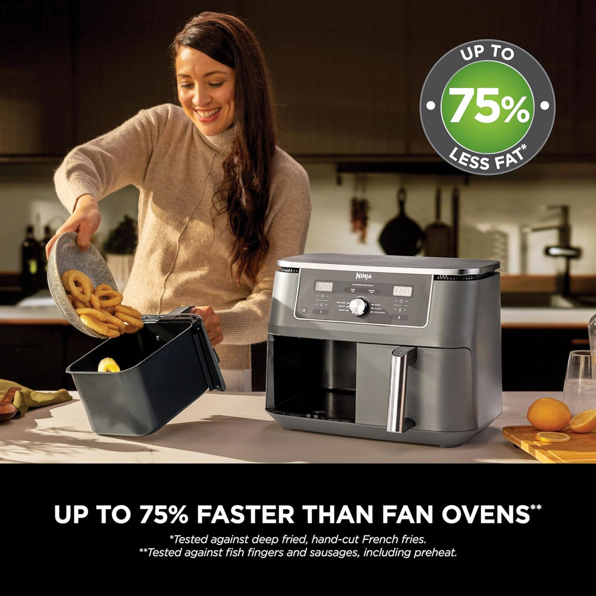 Ninja MAX Dual Zone 9.5L Air Fryer, 2 Drawers, Gunmetal DZ400UK