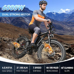 Electric Bicycle with Dual Motor Assist, Removable 52V Battery, 7-Speed Gears, 24-Inch Fat Tires - image 3