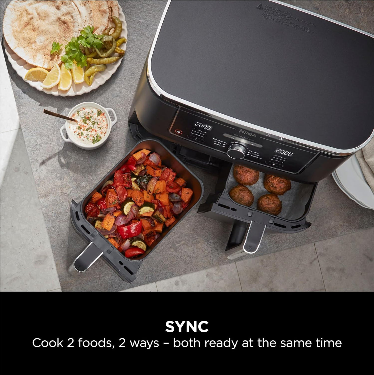 Ninja Foodi MAX Dual Zone 9.5L Air Fryer, 2 Drawers, Black AF400UK