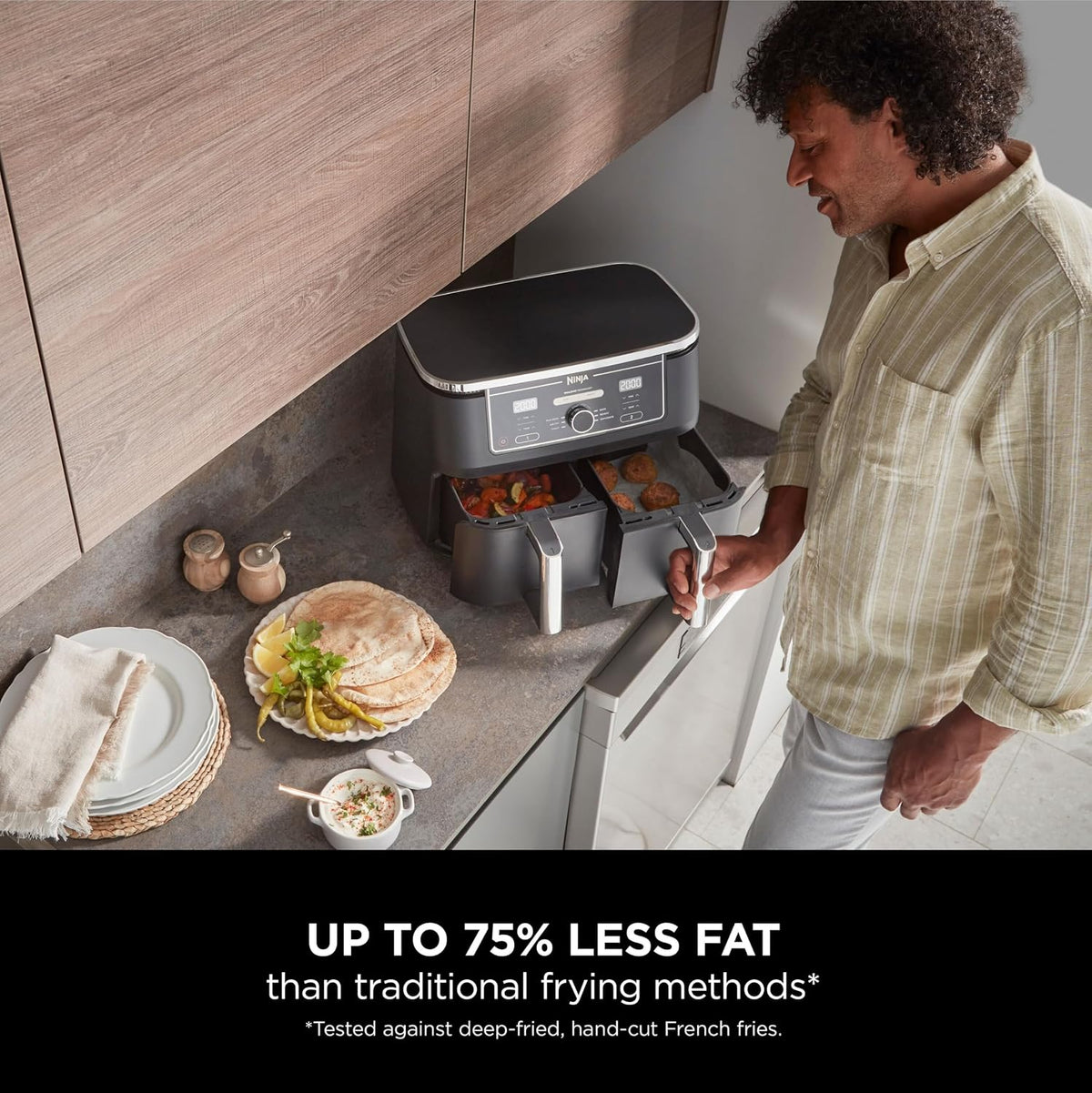Ninja Foodi MAX Dual Zone 9.5L Air Fryer, 2 Drawers, Black AF400UK
