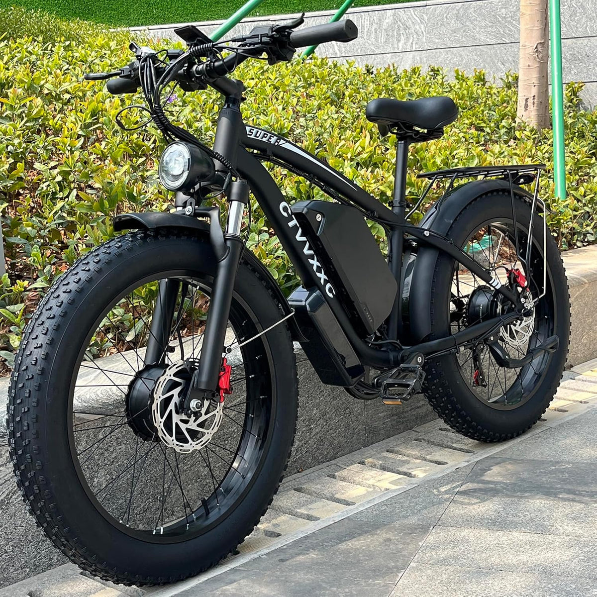 Electric Bicycle with Dual Motor Assist, Removable 52V Battery, 7-Speed Gears, 24-Inch Fat Tires - image 9